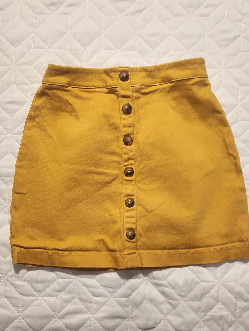 Forever 21 Mustard Yellow Button-Front Mini Skirt